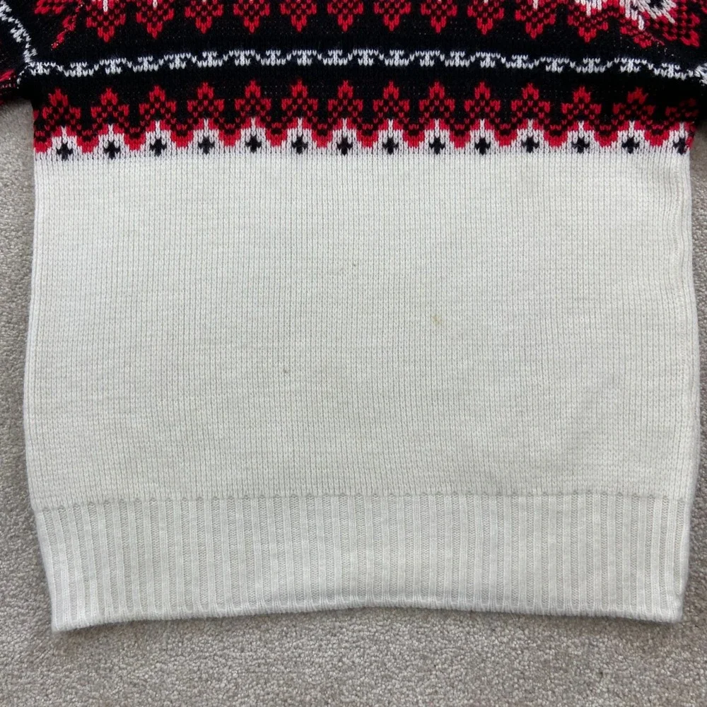 Vintage 60's Rugby Orlon Sweater Mens 42 White Red Black Fair Isle Crew Neck
